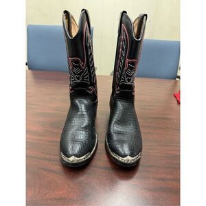 Durango Youth Black Lizard Print Cowboy Boots Size 3.5